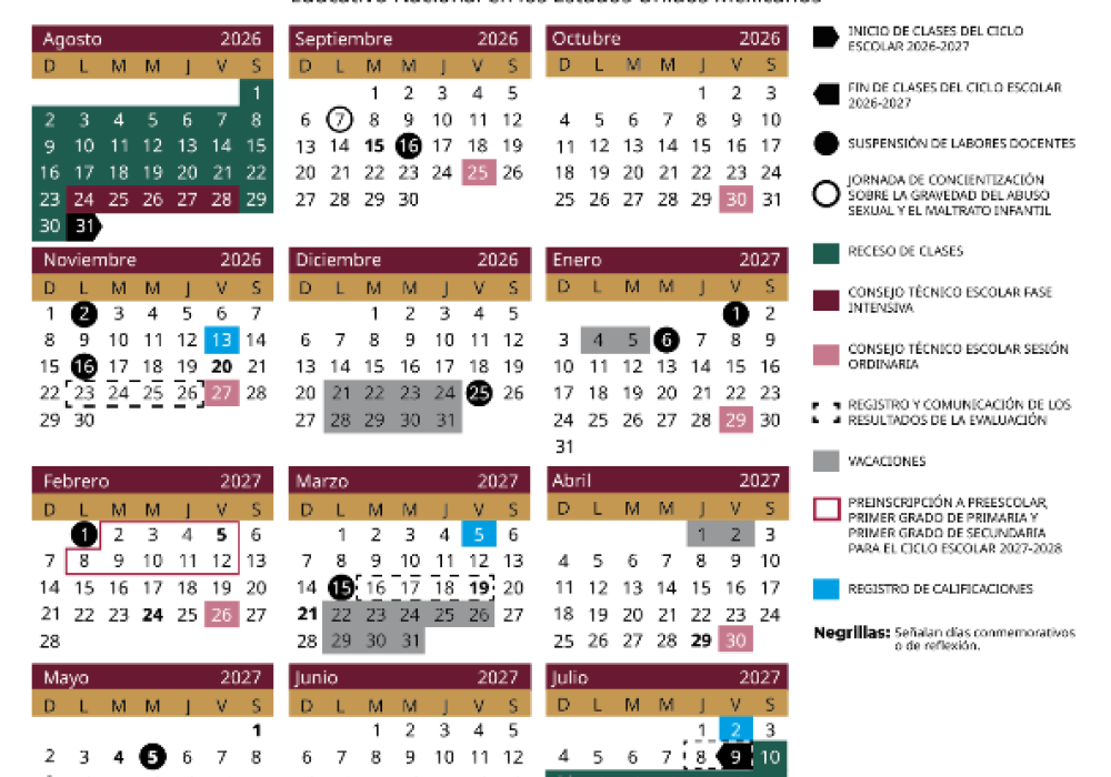 Calendario SEP 2026