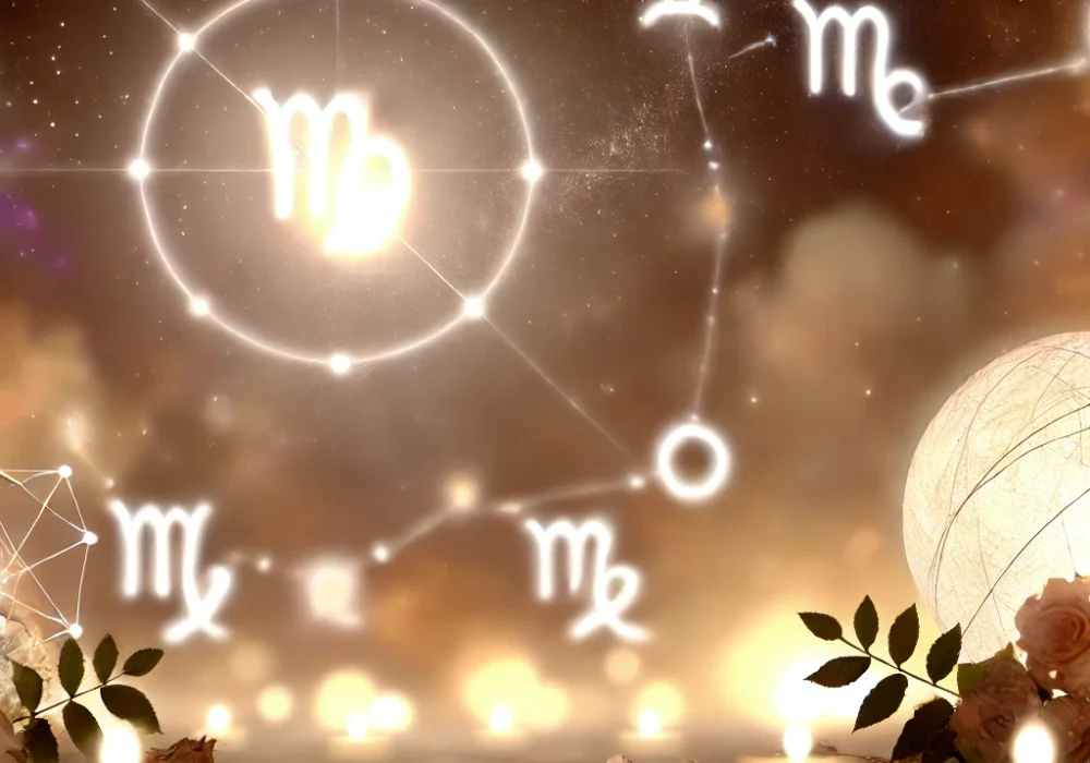 DALL·E 2024-10-31 16.37.39 - A serene, mystical representation of the planet Venus shining brightly in the night sky, surrounded by soft, glowing constellations representin